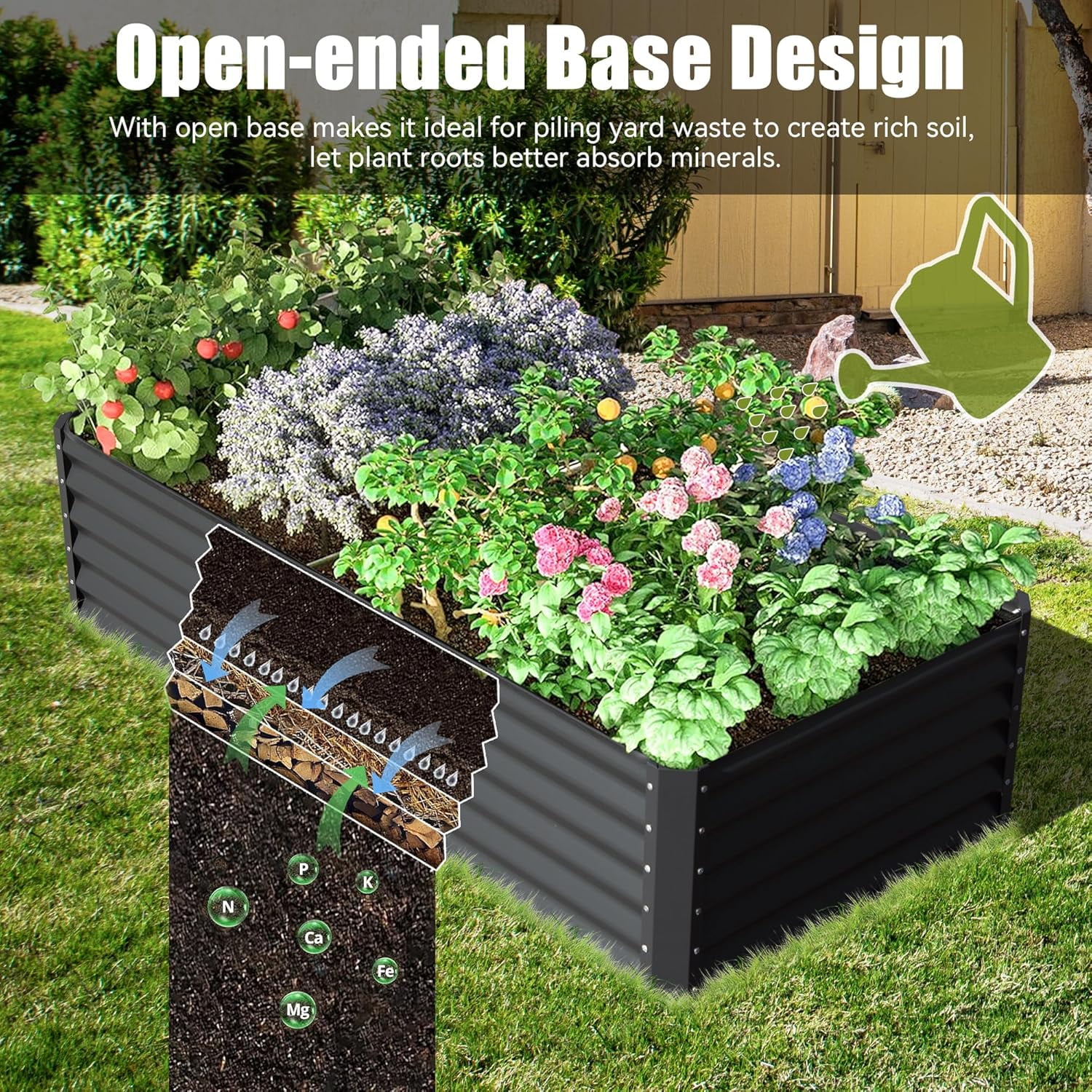 Galvanized Raised Garden Bed, Outdoor Planter Garden Boxes Large Metal Planter Box for Gardening Vegetables Fruits Flowers, Dark Gray 6x3x1.5Ft