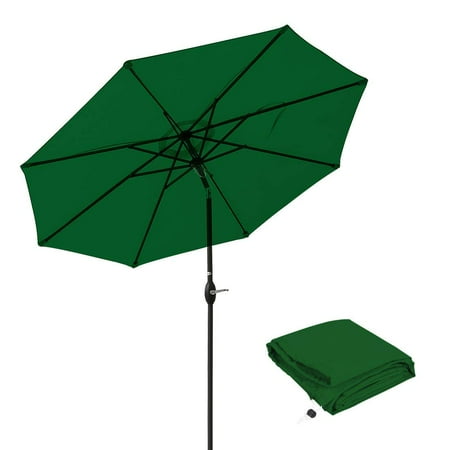 Patio Umbrella 9 Ft Aluminum Outdoor Table Market Umbrellas With Patio Umbrella 9 Ft Aluminum Outdoor Table Market Umbrellas With Push On Tilt And Crank Safety Bolt 8 Ribs Le Green