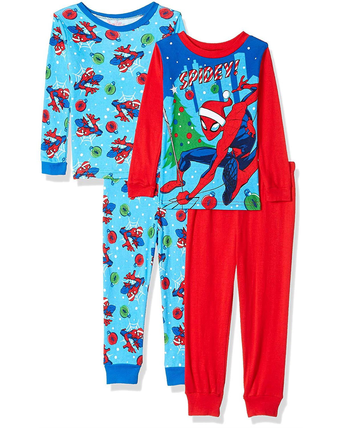 Marvel Boys' Spiderman Holiday 4Piece Cotton Pajama Set