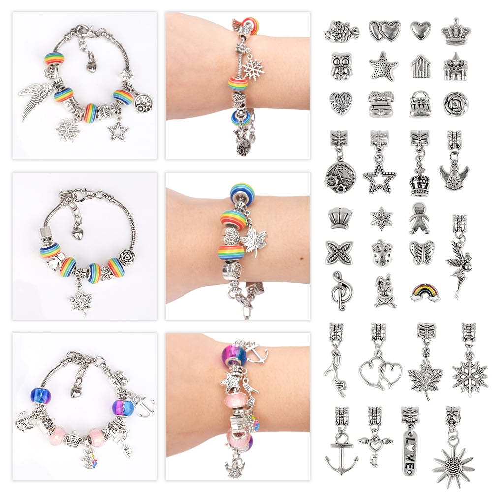  Charm Bracelet Making Kit for Girls 4-6, Kids Jewelry Making  Kit 5-7 6-8 66Pcs Jewelry Kits for Teen Girls Ages 8-12 Jewelry Maker Craft  Birthday Christmas Gifts with Initial Jewelry Organizer Box -J