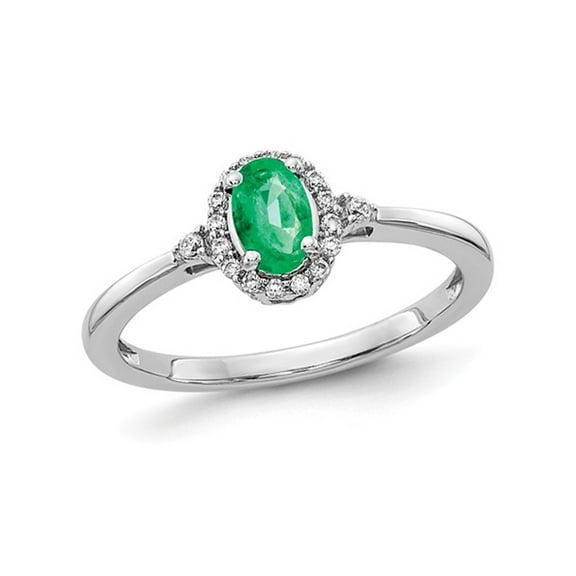 2/5 Carat (Ctw) Natural Emerald Halo Ring in 14K White Gold with Diamonds for Women