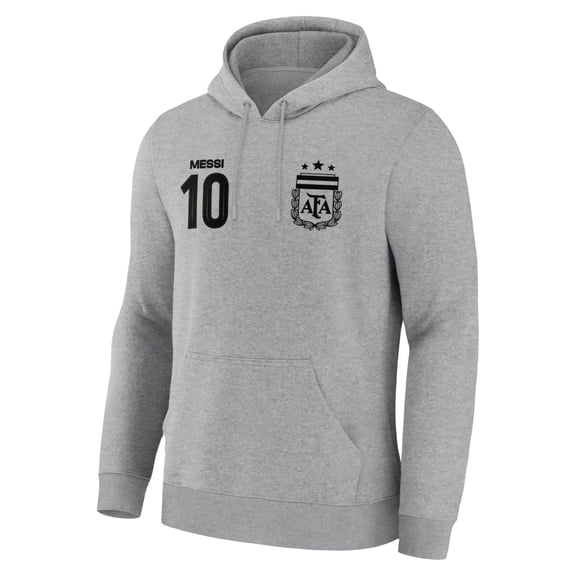 Icon Sports Argentina Officially Licensed Team Soccer Hoodie - Adult Player 10 | Light Gray Large