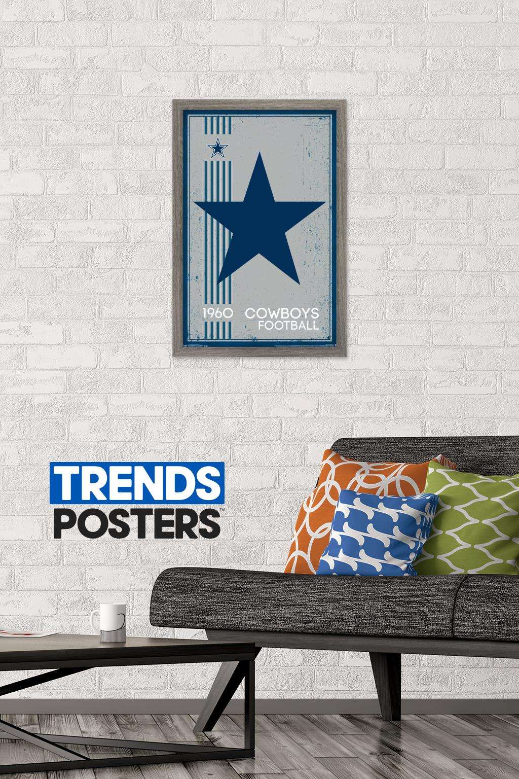 NFL Dallas Cowboys - Retro Logo 14 Wall Poster, 14.725" x 22.375", Framed