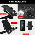 thumbnail image 4 of CHUANK YSANAM Bike Set Front and Rear 4 in 1 USB Rechargeable Waterproof Headlight with Phone Holder Horn Mobile Power for Road Mountain Cycling, 4 of 7