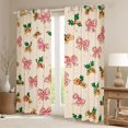 thumbnail image 2 of Homewish Vintage Bowtie Ribbon Black Out Curtains,Merry Christmas Curtains Pack of 2 (42x63 Each),Xmas Flower Red Berry Bedroom Curtains For Girls Boys,Ultra Soft Home Decor, 2 of 6