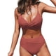 thumbnail image 1 of Traje de baño dividido para mujer, traje de baño bikini retro, traje de baño bikini de color sólido, traje de baño de verano, 1 of 7