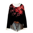 thumbnail image 4 of Ounisa Womens Tops Autumn Winter Pullover Sweater Loose Casual Long Sleeved Round Neck Floral Pattern Shacket Blouse, 4 of 5