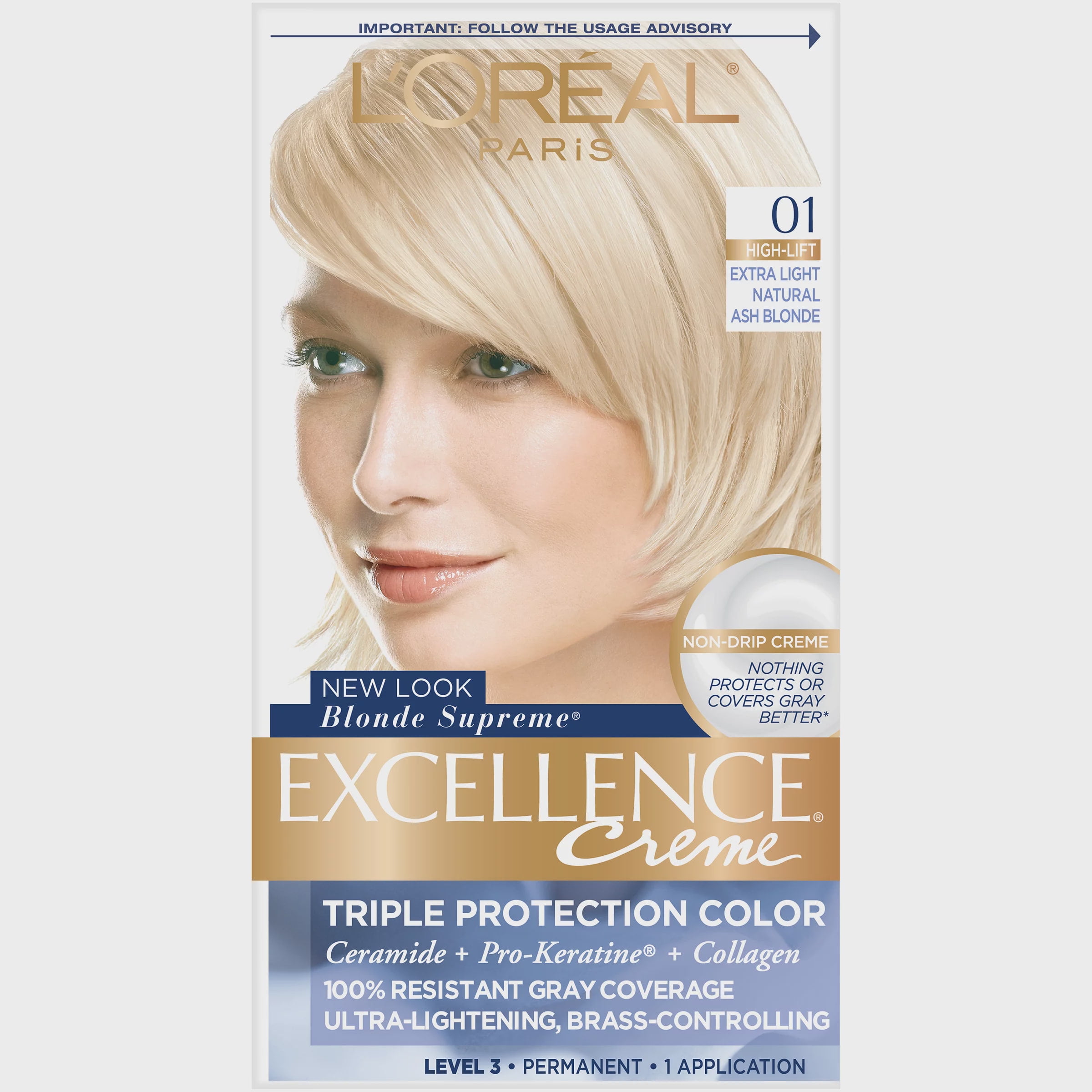 L'Oreal Paris Excellence Creme Permanent Hair Color, 01 Extra Light Ash  Blonde 