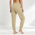 thumbnail image 5 of High Waist Tapered Joggers for Women Elastic Drawstring Ribbed Ankle Cuff Sweatpants Loose Fit Athletic Lounge Pants with Pockets Beige L, 5 of 7