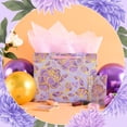 thumbnail image 4 of 13" Rose Purple Large Gift Bag with Card and Tissue Paper for women Celebrating Birthdays, Valentine's Day, Weddings, Anniversaries, Mother's Day, Easter, Baby Showers(Purple,1PCS Flower Gift Bag), 4 of 6