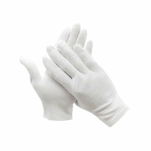 Gants blancs de cérémonie en coton épais à 3 nervures poignet