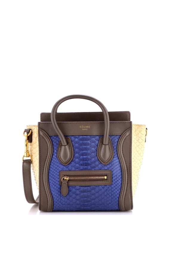 Pre-Owned Tricolor Luggage Bag Python and Leather Nano By Rebag