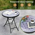 thumbnail image 6 of YEXJ Set of 2 Folding Outdoor Side Table, 18” Round End Table with Tempered Glass Tabletop & Metal Frame, Portable Sofa Side Table, Patio Coffee Table for Yard Porch Poolside Living Room, Grey, 6 of 10