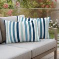 thumbnail image 3 of Outdoor Pillow Covers 20x12 Set of 2, Teal Blue Stripe Waterproof Patio Throw Pillow Covers for Couch Sofa Chair, Ombre Geometric Aqua Vertical Striped Decorative Pillowcases for Throw Pillows, 3 of 9