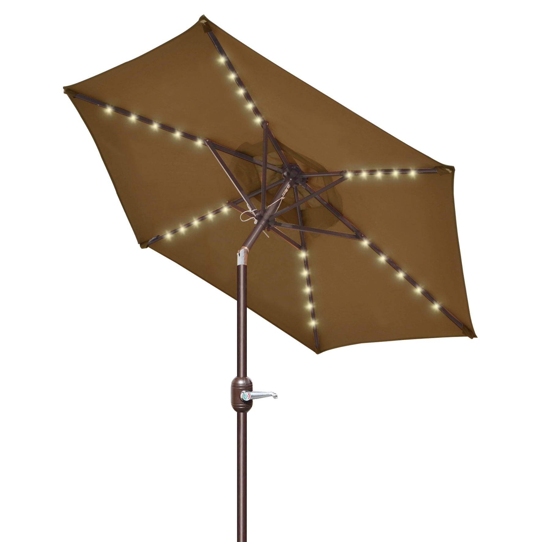 Strong Camel 6.5ft Outdoor Patio Umbrella LED Lighted Tilt Aluminum Garden Market Balcony Sunshade