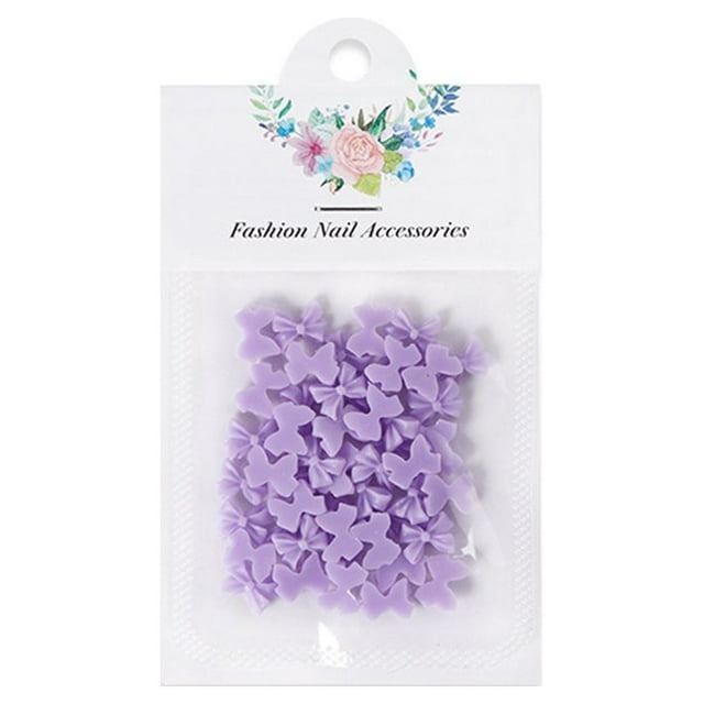 50Pcs Manicure Decor Three-dimensional Non-Fading Anti-drop Flat Base DIY Resin Bow Fingernail Manicure Decoration Manicure Store Supply
