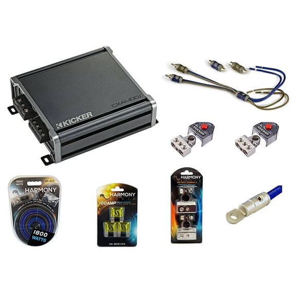 Kicker 46CXA4001 800W Amp, HA-AK4 1800W Amp Kit & 46KISL Amp Adapter
