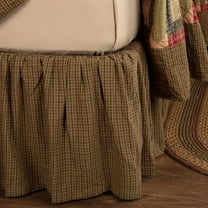 VHC Brands Tea Cabin King Bed Skirt 78x80x16 Country Rustic Bedding Accessory, Moss Green