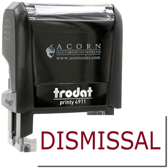 Self-Inking Dismissal Stamp, Trodat Printy 4911, Press and Print Stamping, Impression Size 5/8" x 1-1/2", Up to 10,000 Impressions - Burgundy Ink
