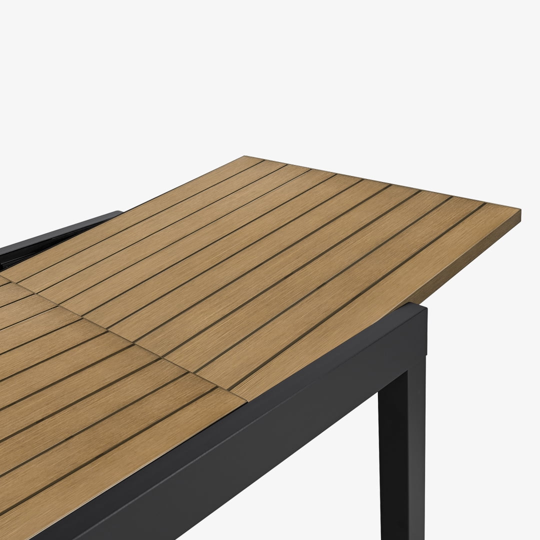 Expandable Aluminum Outdoor Patio Dining Table for 4-6, Extendable 32" to 64", Weather-Resistant, Teak