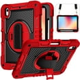 thumbnail image 1 of Étui pour Tablette pour Samsung Galaxy Tab A9 Plus S9 FE S8 Plus A7 Lite S6 P610 A8 X200 X205 Rotation 360 Sangle de Main et Support Housse Rouge Noir -SP Tab S9 Plus, 1 of 6