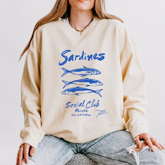 Sardines Social Club - Women's Lightweight Garment Dyed Sweatshirt