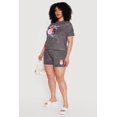 thumbnail image 2 of Women's Plus Size Acid Wash Lip Graphic Shorts, 2 of 4