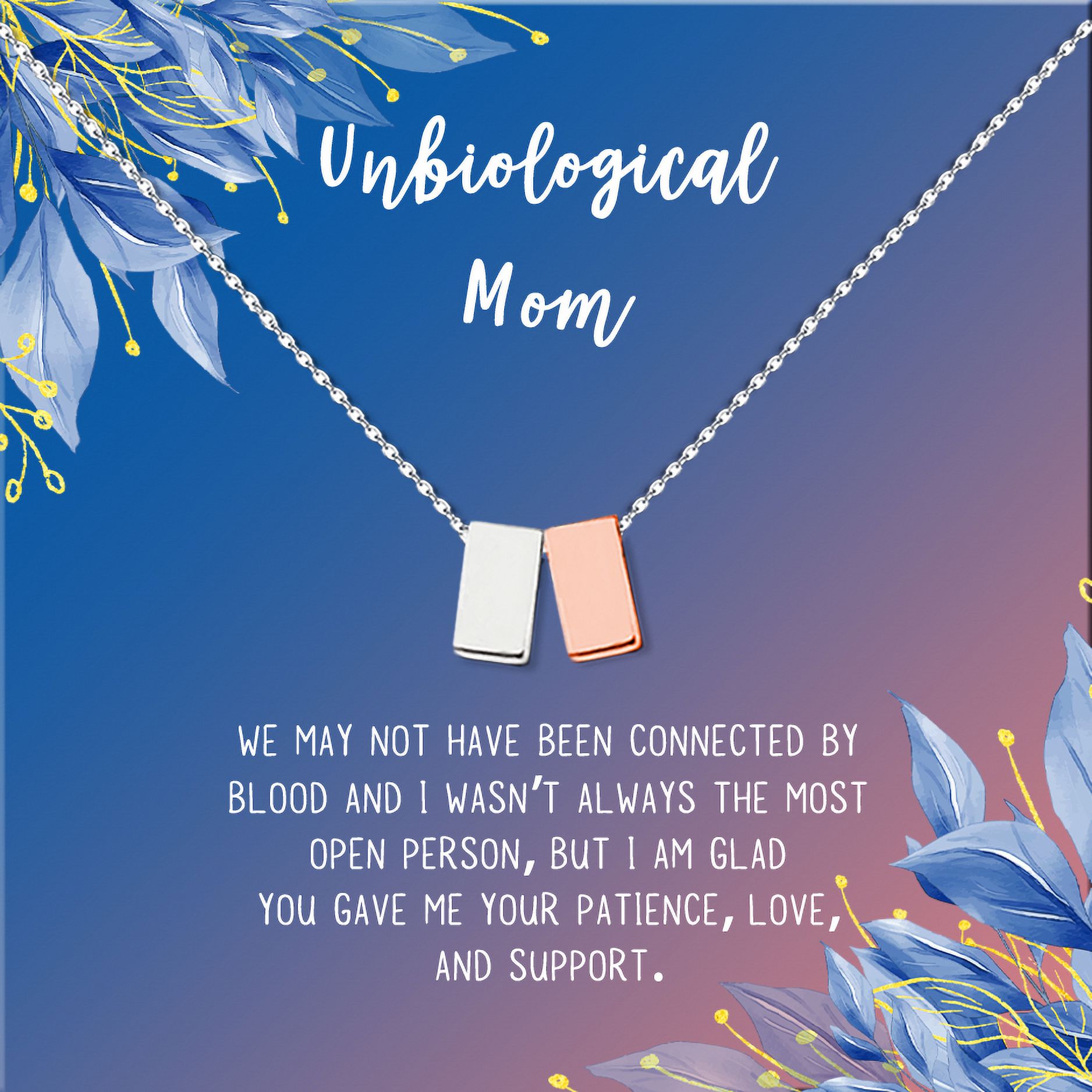 Unbiological Mom Mother's Day Gift for Mom, Mother in Law Gift, Mother's Day Gift Box, Mother's Day Gift Idea, Gift for Mom, Jewelry For Mother[Silver and Rose Gold Cube,Blue-Orange Gradient]