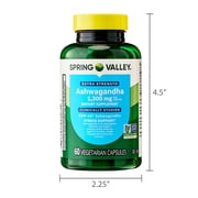 Spring Valley Extra Strength Ashwagandha Dietary Supplement, 1300 mg, 60 Vegetarian Capsules