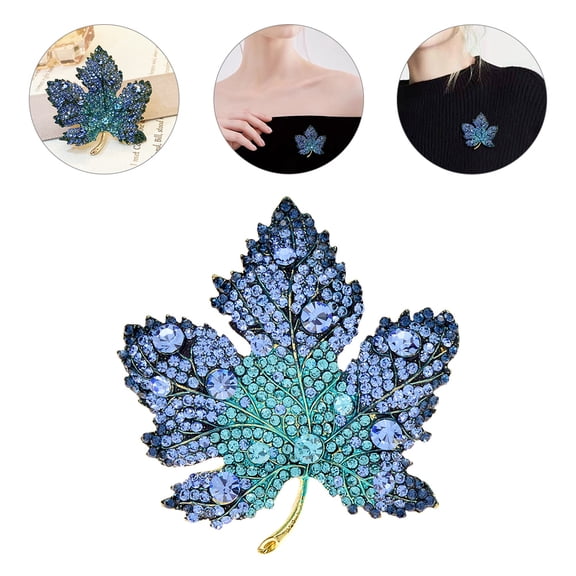 MUSEYA Fall Brooches 1Pcs Maple Leaf Jewelry for Women Alloy Blue Decorative Elegant Party