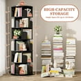 thumbnail image 2 of Aheaplus 6 Tier Rotating Bookshelf, Wood Spinning Bookshelf Tower, Round Revolving 360 Bookcase, Narrow Turning Book Shelf Rolling Corner Organizer for Small Space, Bedroom, Office, Black, 2 of 14