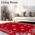 thumbnail image 2 of ODIKA 4'x6' Machine Washable Non-Slip Area Rug, Festive Holiday Snowflake Swirl Winter Celebration High Traffic Rug with Pad, Red, 546102, 2 of 8