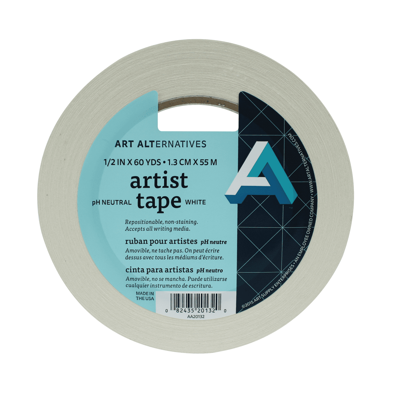 Art Alternatives Artist Tape, 1/2", White