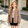 thumbnail image 4 of Little Girls Boys Long Sleeve Sweatshirt Snap Button Down with Side Pockets Loose Fit Soft Comfortable Casual Fall Outwear for Kids 4-15 Years, 4 of 7