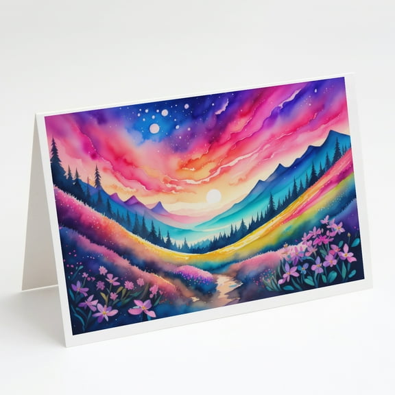 Phlox in Color Greeting Cards and Envelopes Pack of 8 7 in x 5 in