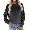 thumbnail image 2 of VISALY Pullover Crewneck Sweatshirt Tunic Sweatshirt Autumn Winter Casual Sport Solid Pullover Tops Long Sleeve Crewneck Oversized Sweatshirts Comfy Sweaters Sweatshirt Thick Sweatshirts Grey Xl, 2 of 9