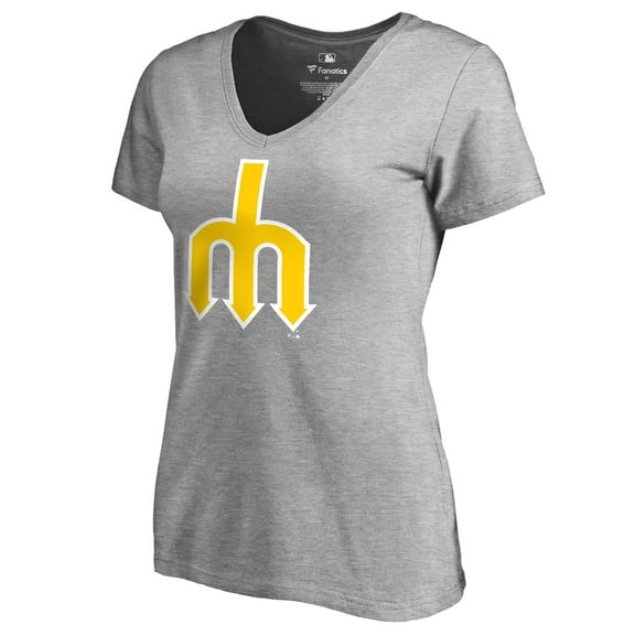 Women's Heather Gray Seattle Mariners Cooperstown Collection Forbes V-Neck T-Shirt