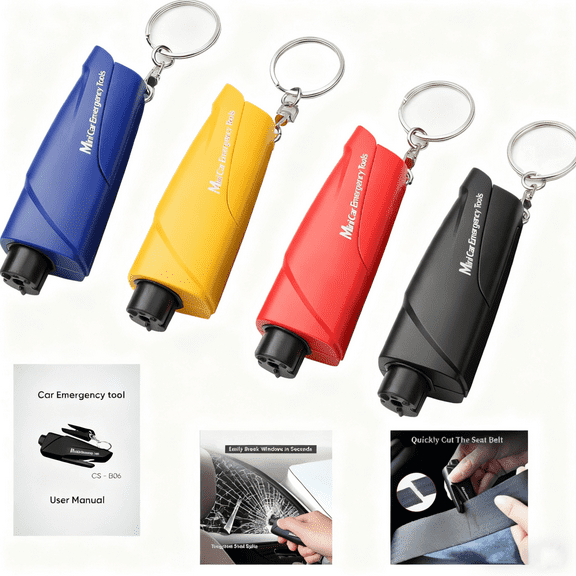 WeiDongzhuo car window breaker tool and seatbelt cutter 4Pack, glass breaker, Car Emergency Escape Tool for Land/Underwater Use