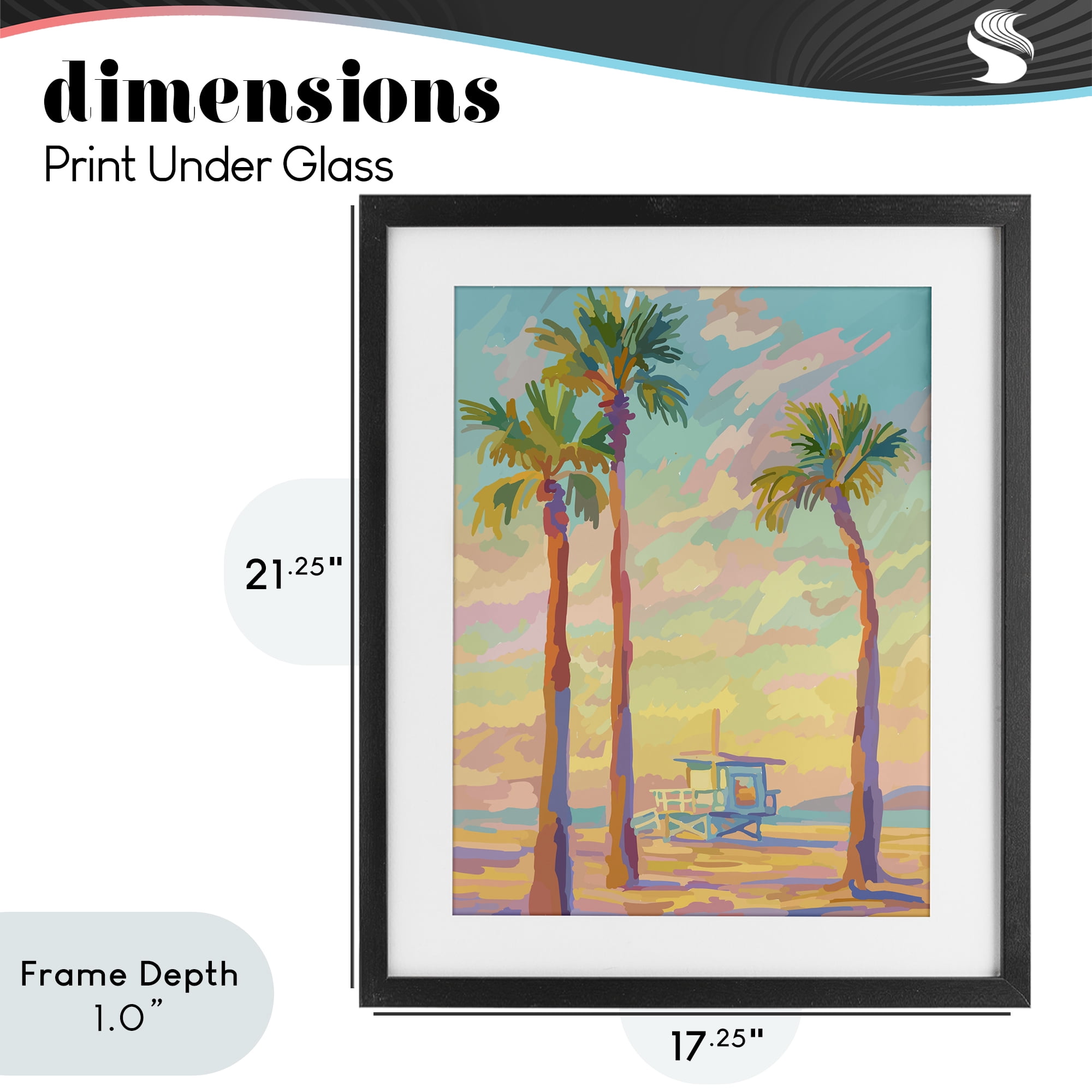 Stupell Industries Beachside Palms Abstraction Black Framed Print Under Glass, design by Amelia Noyes