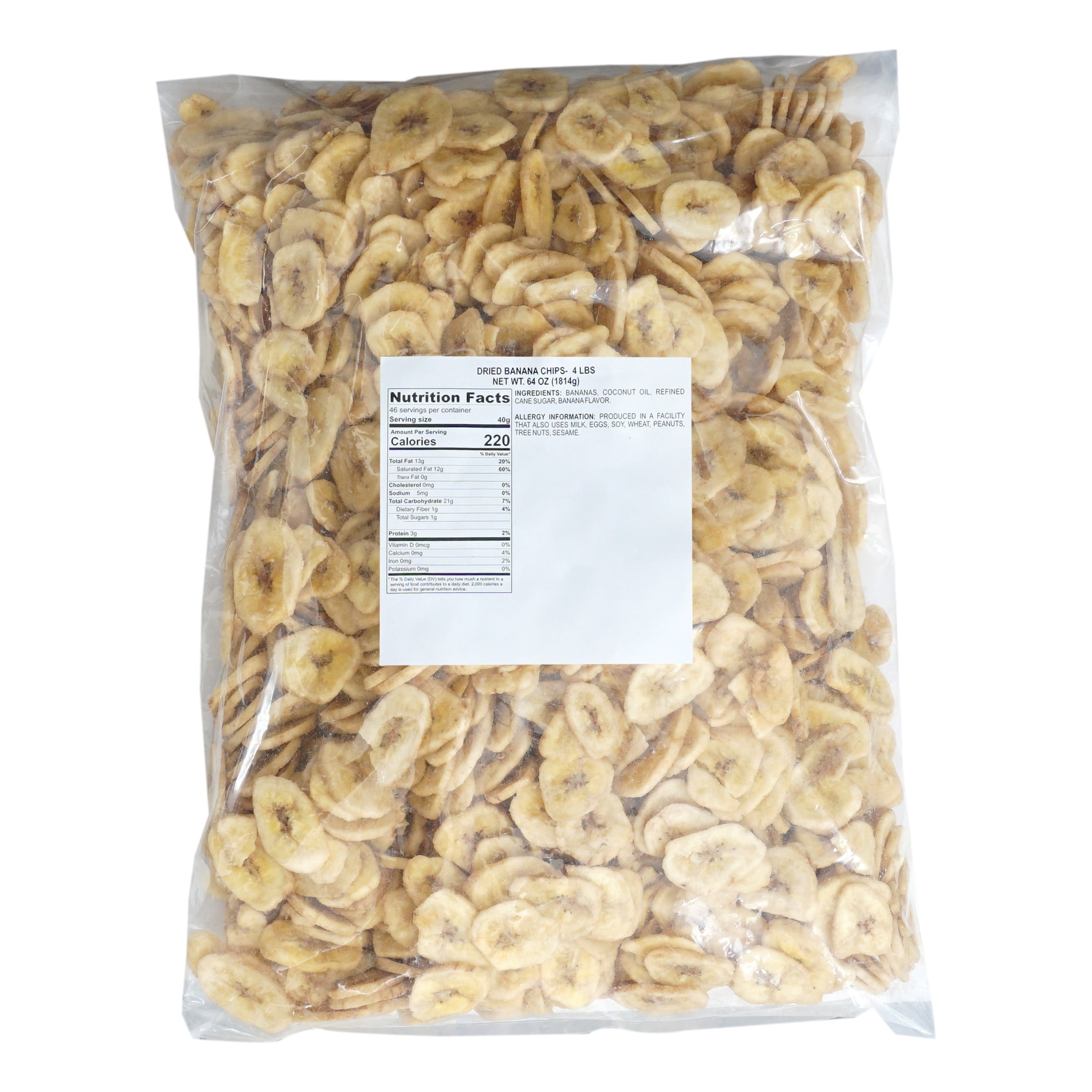 Dried Banana Chips, 4 Pound Bag Banana Chips, Dried Fruit, Dehydrated Bananas, The Hampton Popcorn & Candy Company