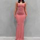 thumbnail image 1 of ICHUANYI Clearance Sexy Women's Fashion Sexy Sleeveless Solid Round Neck Camies Ladies Vest Long Dress(Pink, S) ICHUANYI WER2023080814657, 1 of 5