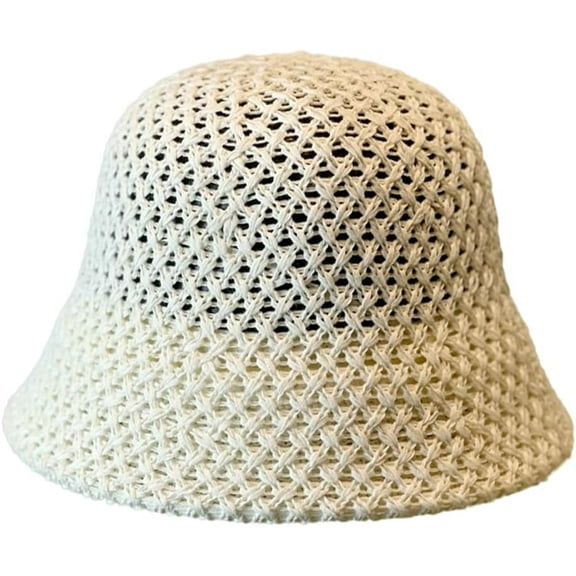 CoCoMangos Summer Crochet Mesh Bucket Hat for Women Packable UV Protection Beach Sun Hat Floppy Wide Brim Sun Visors