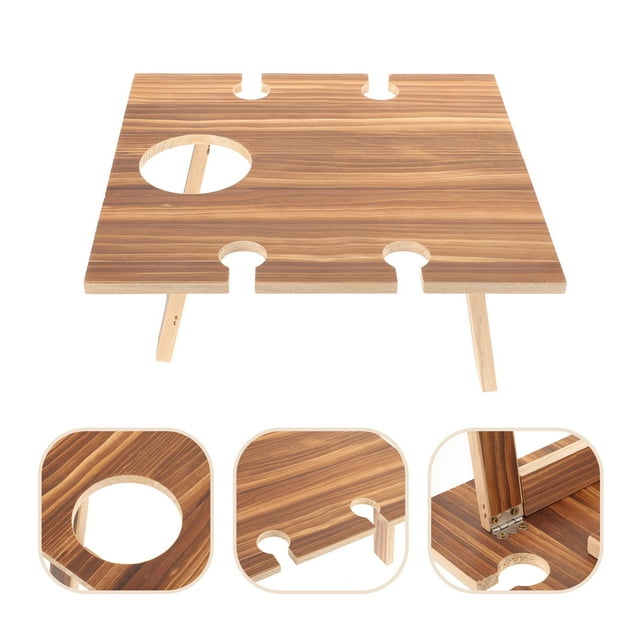 BESTYASH 1Set Wood Folding Picnic Table for Outdoor Use Coffee Square Rustic Design 11.79X9.43X5.11in