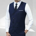 thumbnail image 3 of ZCFZJW Men's Double Breasted Suit Vests, Casual Business Vests, Slim Fit V-Neck Shawl Lapel Waistcoat,for Wedding Groom Dating Navy XL, 3 of 4