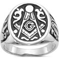 thumbnail image 1 of 14K White Gold Masonic Ring Mounting No Enamel (Size 10) Made In United States y4042, 1 of 6