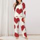 thumbnail image 2 of Balery Love Conjunto de Pijama con Estampado para Mujer, Conjunto de Dos Piezas con Manga Larga, Ropa de Dormir Suave con Bolsillos, Pijamas Cómodos-Medium, 2 of 7