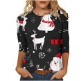 thumbnail image 2 of Holiday Gifts! Titcea Christmas Shirts for Women 3/4 Sleeve Crewneck Cute Christmas Print Pullover Sweaters 2024 Loose Comfort Casual Tops, 2 of 5