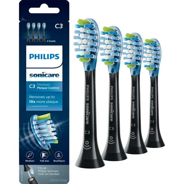 Philips sonicare premium plaque control replacement brush heads, black