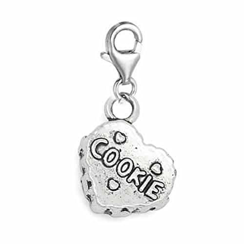 Love Heart Cookie Clip on for Bracelet Charm Pendant for European Charm Jewelry w/ Lobster Clasp