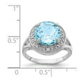 thumbnail image 2 of 925 Sterling Silver Rhodium Plated 10mm Round Blue Topaz and Cubic Zirconia Ring Size 8 Ring for Women, 2 of 2